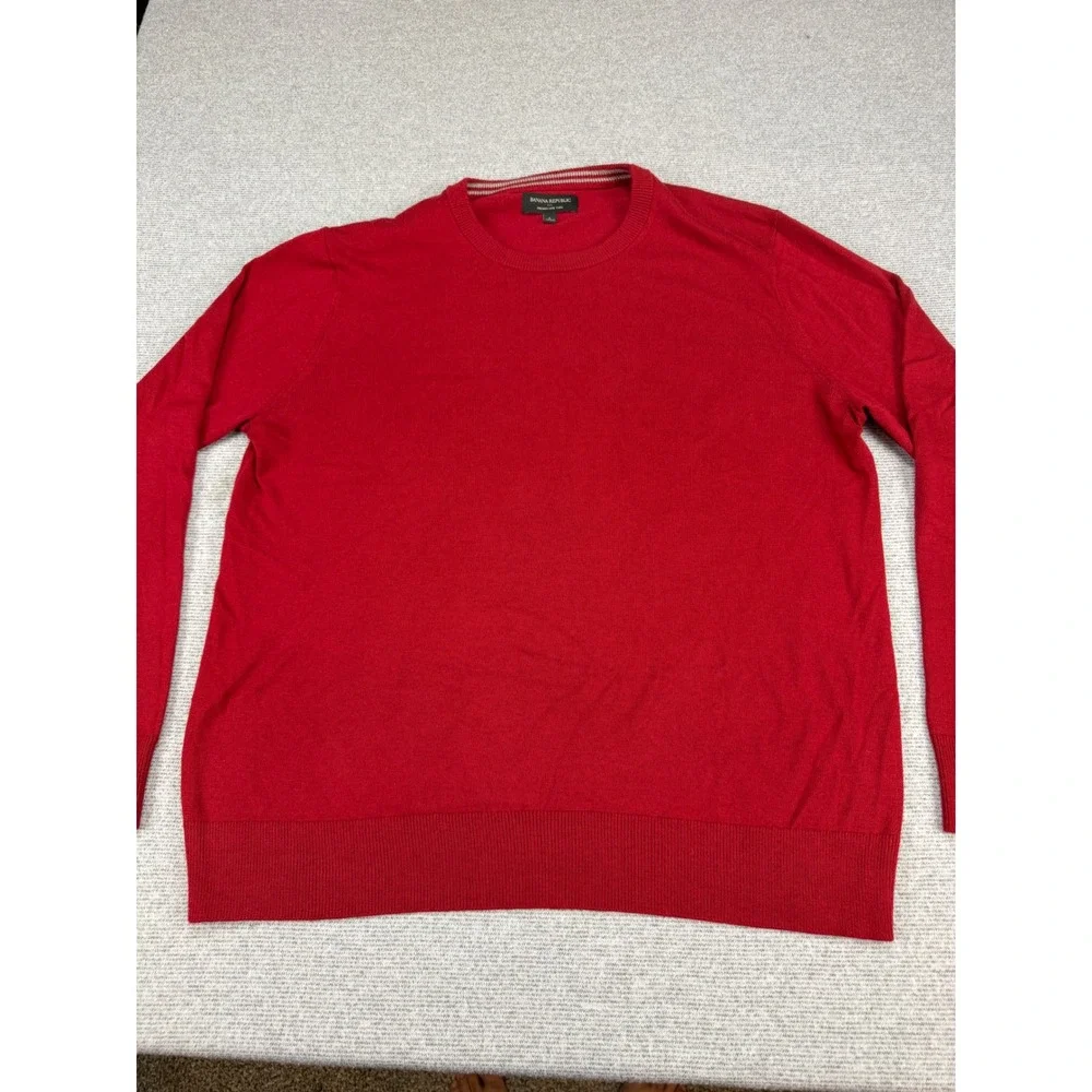 Banana Republic Mens Red Premium Luxe Yarn Cotton Silk Cashmere Sweater Large